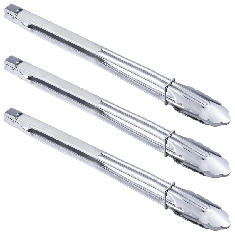 HINMAY Stainless Steel Cooking Grilling Tongs Extra Long Camp Dutch Oven Tongs for Kitchen and Barbecue Charcoal (16-Inch 3 Pieces) - Image 1